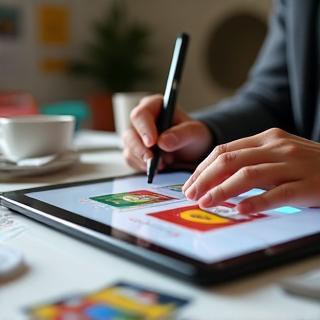 パッケージデザイン中のグラフィックデザイナー